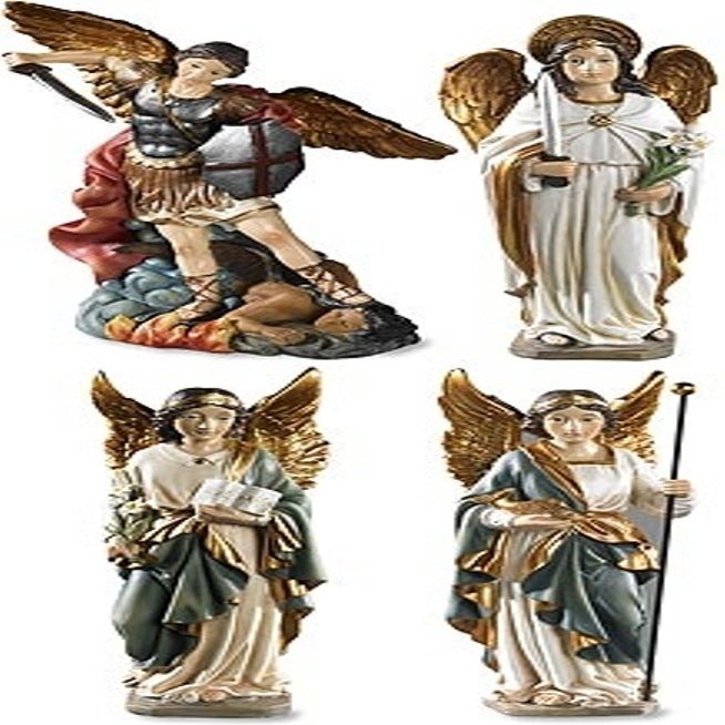Archangel Saint St Michael Gabriel Uriel Raphael Figurines 4 Piece Statue SET Chapel Decoration