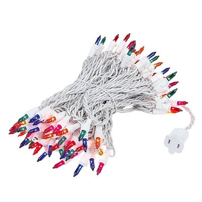 Novelty Lights 50 Feet 100 Bulb Incandescent Mini Light String, Multicolor with 6-Inch Spacing on White Wire, UL Listed Commercial Grade Indoor/Outdoor Mini Lights, Connectable End-to-End