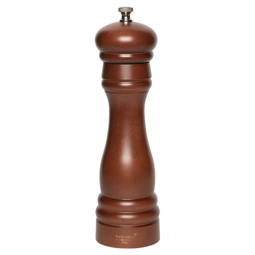 Fletchers' Mill Federal Salt Mill, Walnut Stain - 8 Inch, Adjustable Coarseness Fine to Coarse, MADE IN U.S.A.