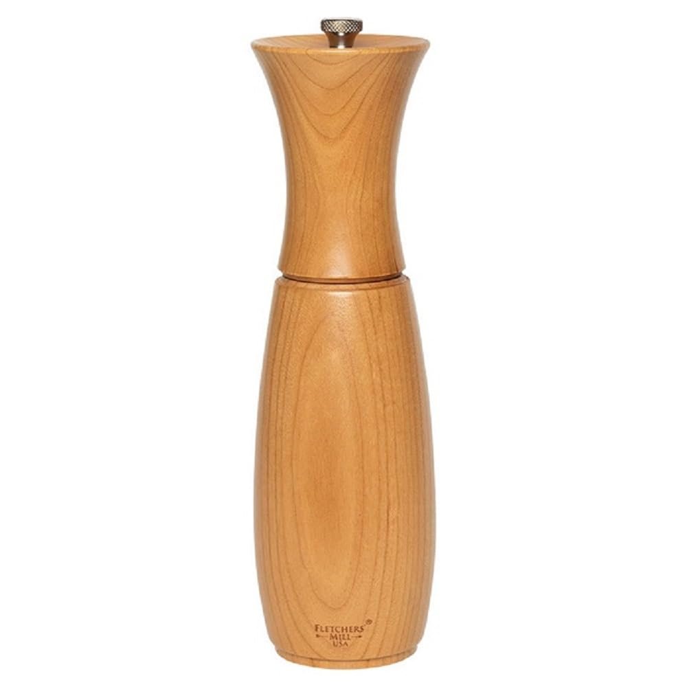 Fletchers' Mill Border Grill Salt Mill, Cherry - 8 Inch, Adjustable Coarseness Fine to Coarse, MADE IN U.S.A.