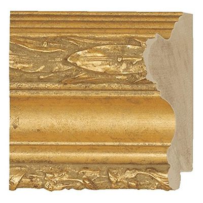 CountryArtHouse Picture Frame Moulding (Wood) 18ft bundle - Ornate Gold Finish - 3.5" width - 1/2" rabbet depth