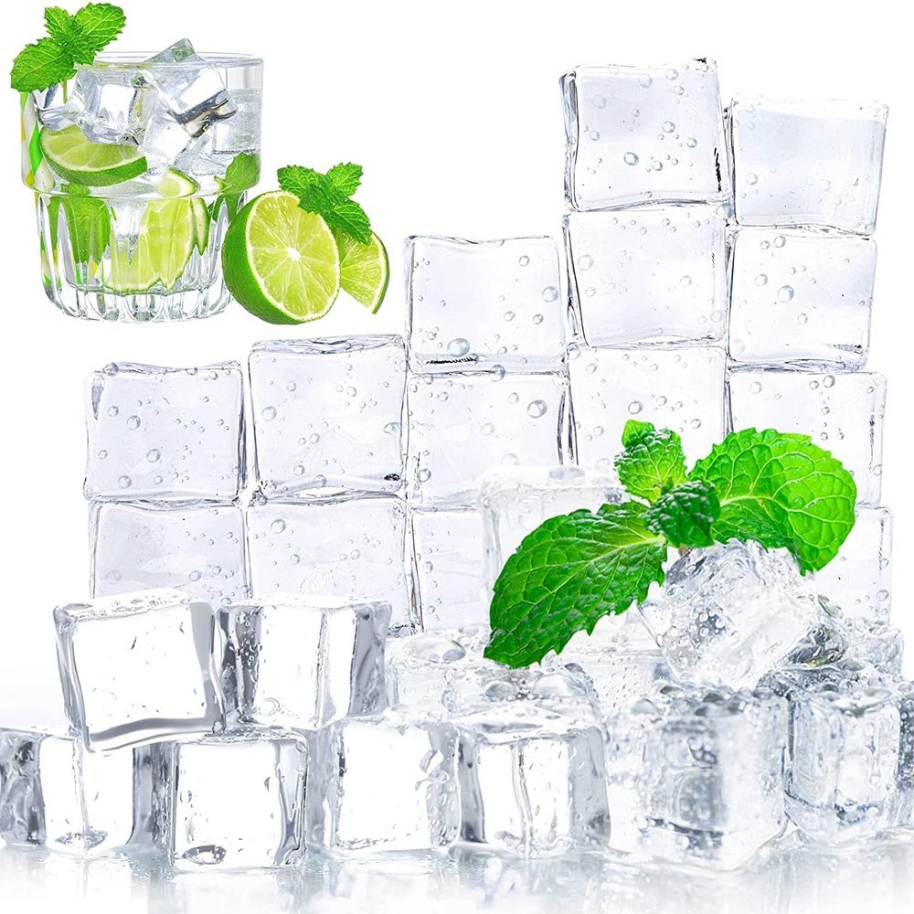 DomeStar Fake Ice Cubes, 20 PCS 1inch Plastic Ice Cubes Acrylic Square Clear Rock Diamond Crystals Vase Fillers for Centerpieces Photography Accessories Props, DIY Arts & Crafts Decoration
