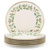 Lenox Holiday 6-Piece Dinner Plates Dinnerware Set, Service For 6, Porcelain, Dishwasher Safe, Round Plates Set, Holiday Red & Green, Perfect for Gatherings, Christmas Dinnerware (Ivory, 6 Piece) view 1