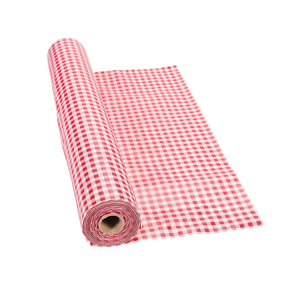 Fun Express Red Gingham Tablecloth Roll (100 ft) - VBS Vacation Bible School Supplies/Decor