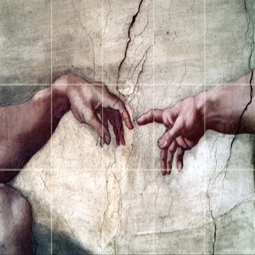 Tile Mural Creation of Adam by Michelangelo di Lodovico Buonarroti, Art Kitchen Bathroom Shower Wall Backsplash Splashback 5x3 4" Marble, Matte