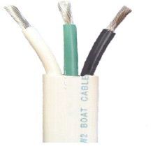 14/3 AWG Triplex Tinned Marine Wire, Black/Green/White 100 Feet