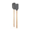 Tovolo Large Spoon Spatula Wooden Handle Set for Cooking & Baking, Heat Resistant Safe for Cast Iron BPA Free Silicone Mixing Tool Natural Wood Perfect for Scraper Mixing Spooning, Charcoal Gray view 1