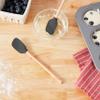 Tovolo Large Spoon Spatula Wooden Handle Set for Cooking & Baking, Heat Resistant Safe for Cast Iron BPA Free Silicone Mixing Tool Natural Wood Perfect for Scraper Mixing Spooning, Charcoal Gray view 2