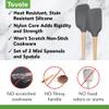 Tovolo Large Spoon Spatula Wooden Handle Set for Cooking & Baking, Heat Resistant Safe for Cast Iron BPA Free Silicone Mixing Tool Natural Wood Perfect for Scraper Mixing Spooning, Charcoal Gray view 4
