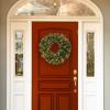 National Tree Company 24 in Pre-Lit Crestwood Spruce Artificial Christmas Wreath, Christmas Decoration with Glitter, Pinecones, Red Berries, 50 Clear Lights, 160 Tips, Green view 3
