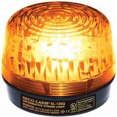 Seco-Larm SL-126Q/A Xenon Tube Strobe Light, Amber, Easy 2-wire Installation, Low Current Consumption, 300 Continuous Hours Lifespan, High-impact Resistant Acrylic, For 6 to 12V Use