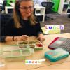 kinsho Leakproof Bento-Box Lunch-Boxes for Women, Kids. Large Green 4 Compartments and Mini Blue 3 Compartment Containers for Lunches Snacks School Travel, 2 pack set view 2