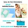 kinsho Leakproof Bento-Box Lunch-Boxes for Women, Kids. Large Green 4 Compartments and Mini Blue 3 Compartment Containers for Lunches Snacks School Travel, 2 pack set view 4