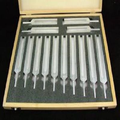 Premium 14 Piece Tuning Fork Set in Wood Box and Mallet A=426.6