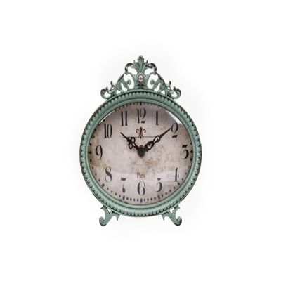 Creative Co-Op Green Antiqued Pewter Mantel Clock