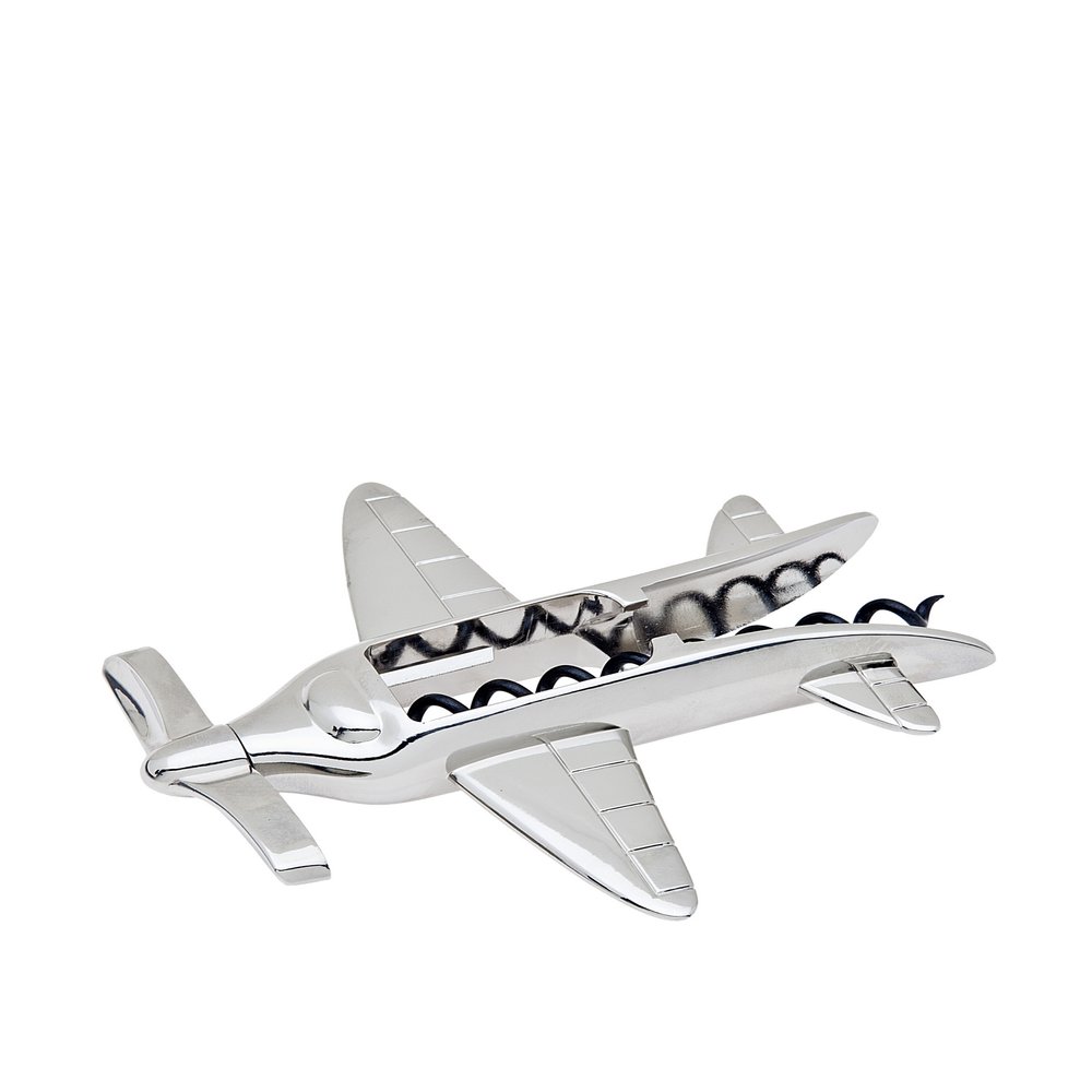 Godinger Airplane Cork Screw, Aviation Themed for Barware & Drinkware, Nickelplated