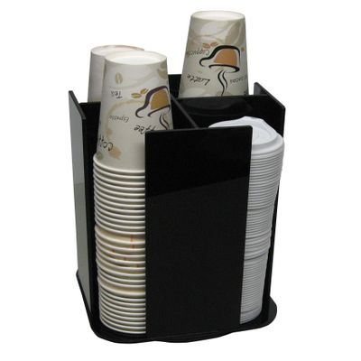 RCS Plastics Coffee Cup Dispenser Lid Holder Beverage Station Organizer Spinning Caddy Organize Your Counter with Style (1005LA)