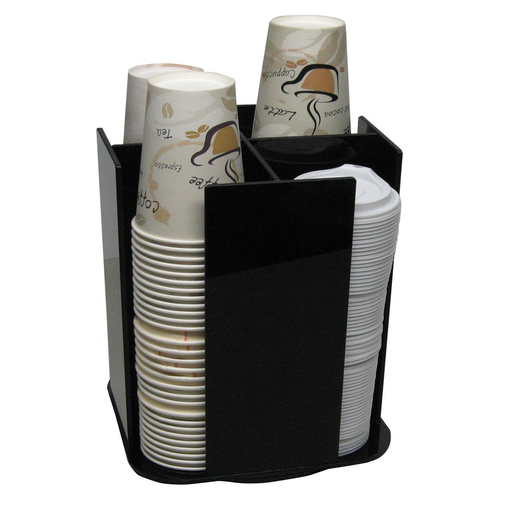 RCS Plastics Coffee Cup Dispenser Lid Holder Beverage Station Organizer Spinning Caddy Organize Your Counter with Style (1005LA)