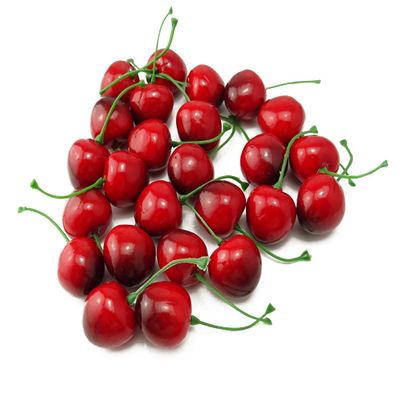 yueton Pack of 25 Artificial Lifelike Simulation Small Red Black Cherries Fake Fruit Model Home House Kitchen Party Decoration Desk Ornament
