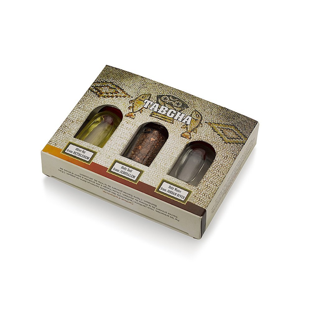 3 in 1 Holy Land Collection Holy Jordan River Water, Jerusalem Soil, Bethlehem Olive Oil