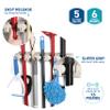 HOME IT Mop And Broom Holder Wall Mount - Garage Storage Systems with 5 Slots, 6 Hooks, 7.5lbs Capacity Per Slot - Garden Tool Organizer For Home, Kitchen, Closet, Garage, Laundry Room - Off-White view 4