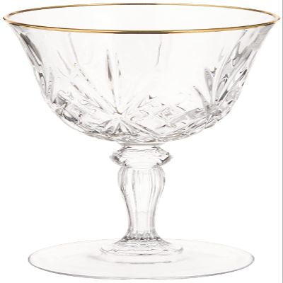 Lorren Home Trends Siena Collection Crystal Red Wine Glass with Gold Band Design, Set of 4, 7.5 fluid ounces