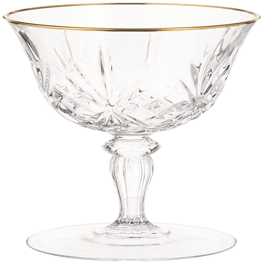 Lorren Home Trends Siena Collection Crystal Red Wine Glass with Gold Band Design, Set of 4, 7.5 fluid ounces