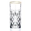 Lorren Home Trends Siena Collection Crystal Water Beverage or Ice Tea Glass with Gold Band Design, Set of 4,12 ounces view 1