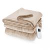 Sunbeam Electric Royal Posh Velvet Heated Blanket, 12 Heat Settings, 12-Hour Selectable Auto Shut-Off, Fast Heating, Warm and Lush, Champagne Color, Full, 84" x 72" view 1