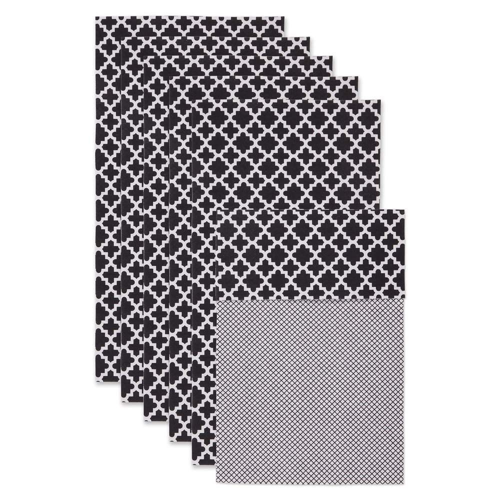 DII Fridge Liner Collection Non-Adhesive, Cut to Fit, 12x24, Black Lattice, 6 Piece