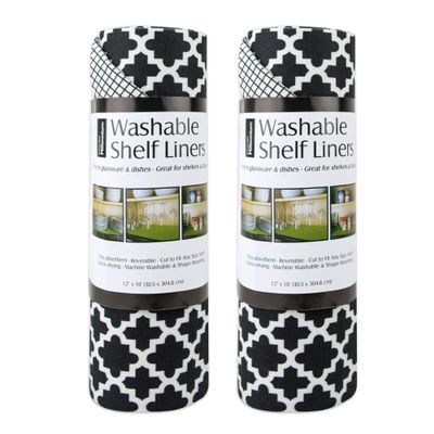 DII Fridge & Shelf Liner Collection Non-Adhesive, Cut to fit, Machine Washable, 12x20, Black Lattice, 2 Piece