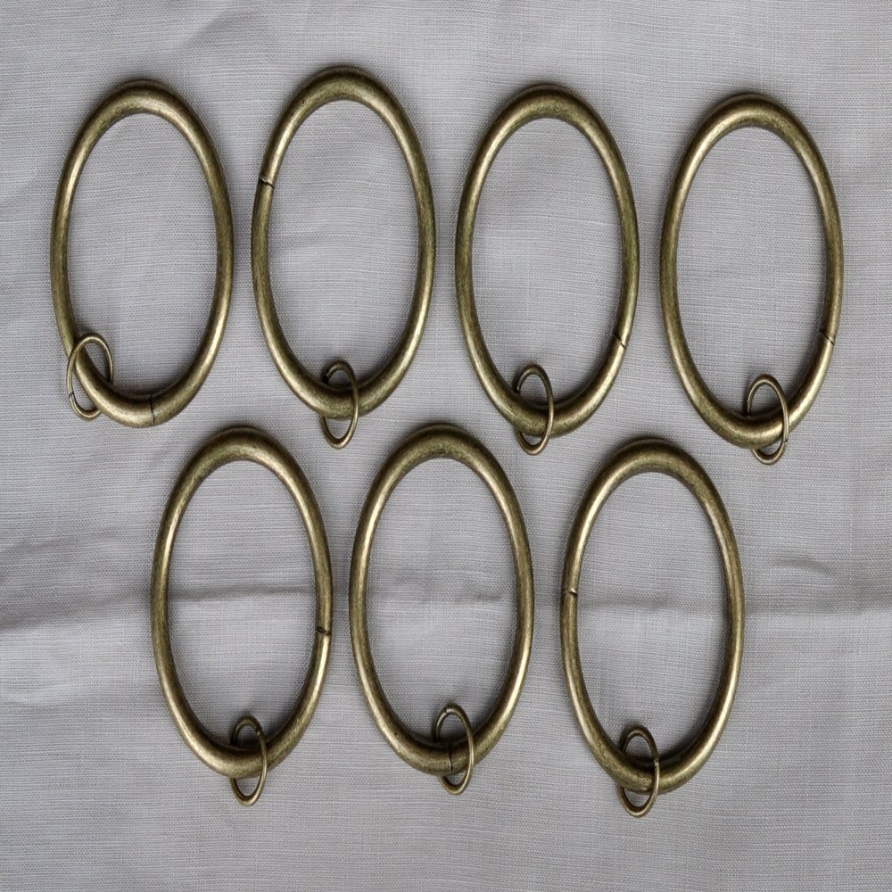 Urbanest Metal Curtain Drapery Eyelet Rings, 2-inch Inner Diameter, Set of 7, Antique Brass