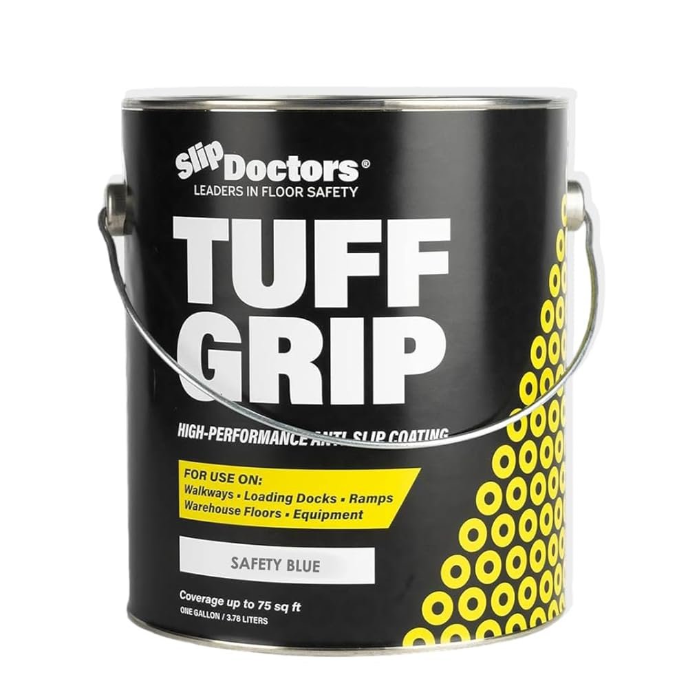 Tuff Grip Anti-Slip Paint for Ramps, Floors, Decks & Stairs  Durable Non-Skid Coating for Enhanced Traction (Safety Blue)