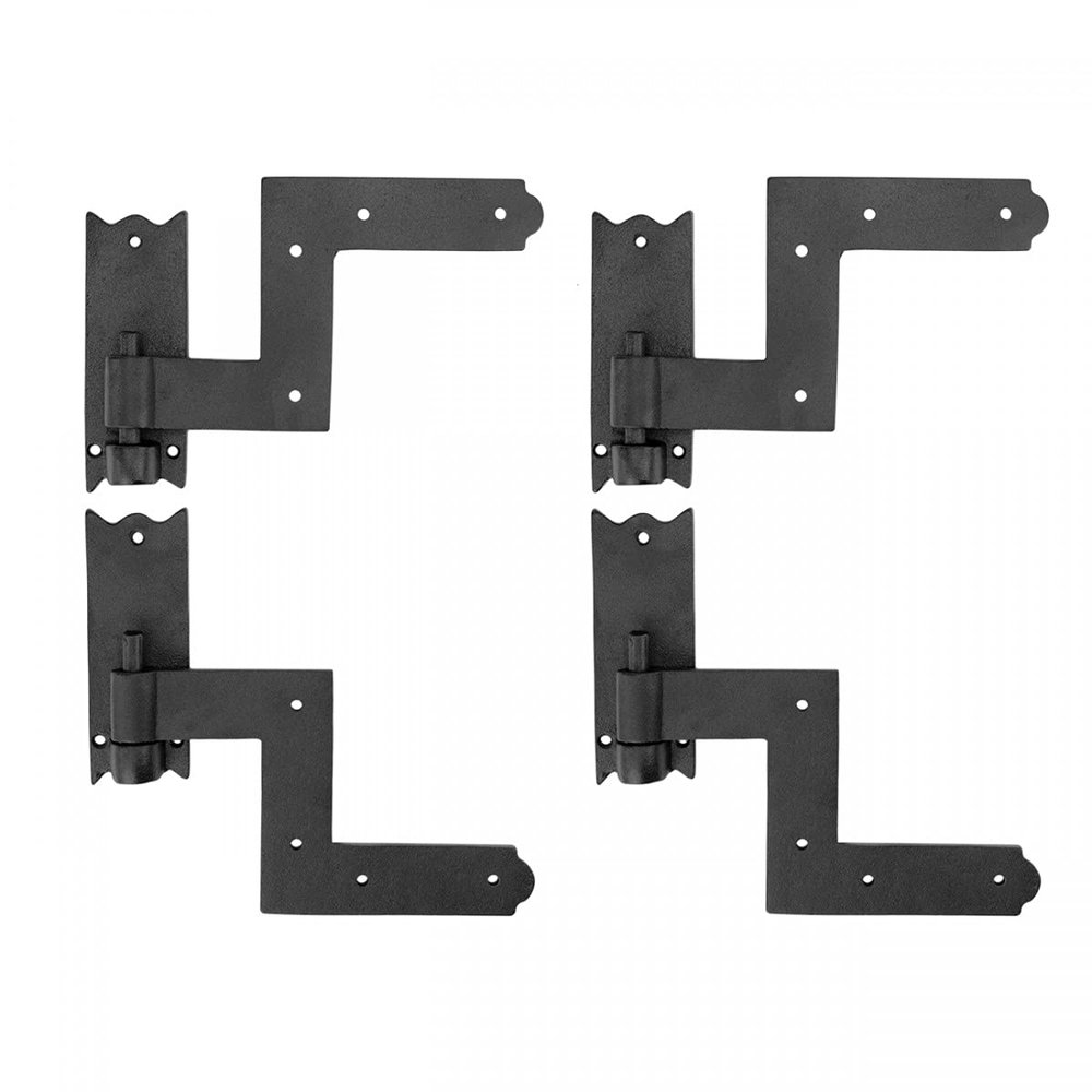 Renovators Supply Manufacturing - Heavy-Duty Black Wrought Iron Shutter Lift Off Pintle Hinges Colonial Pin Reversible for Doors, Window and Shutters with Hardware 6 1/2 Inches, Pack of 2 Pairs