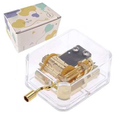Pursuestar You are My Sunshine Music Box, Clear Gold Hand Crank Musical Box for Mom/Dad/Daughter/Son - Unique Best Gifts for Birthday Christmas Wedding Mother's Day