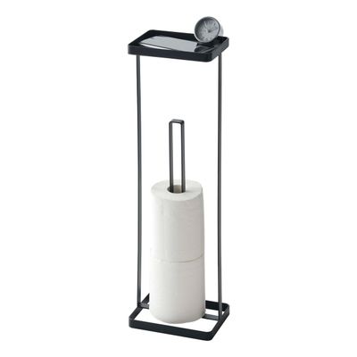 Yamazaki Home Tower Roll Paper Stand with Tray - Steel - Holds 3 Toilet Paper Rolls