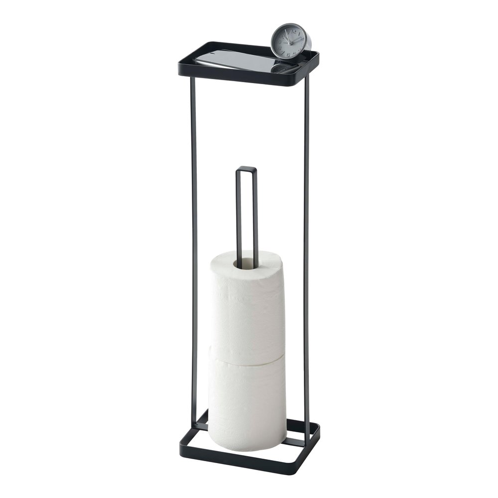 Yamazaki Home Tower Roll Paper Stand with Tray - Steel - Holds 3 Toilet Paper Rolls