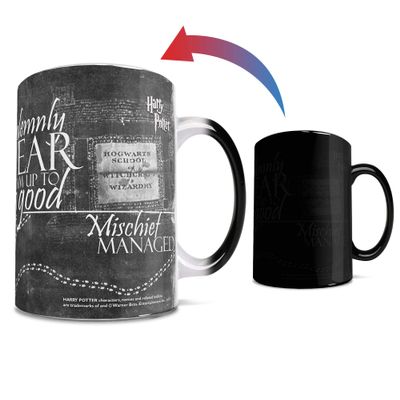 Morphing Mugs Harry Potter - Marauder's Map - Black and White - I Solemnly Swear - Mischief Managed - One 11 oz Color Changing Ceramic Mug  Image Revealed When HOT Liquid Is Added!