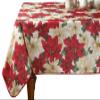 Violet Linen European Christmas Poinsettia Floral Design Printed Tablecloth Size: 52? W x 70? D view 1