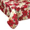Violet Linen European Christmas Poinsettia Floral Design Printed Tablecloth Size: 52? W x 70? D view 2