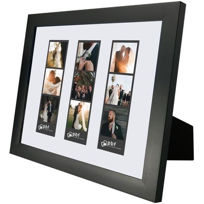 Photo Booth Frames -8 x 10 Photo Frame with Mat for Three Photo Booth Pictures Black 8x10 Photo Booth Frame 3 Pictures