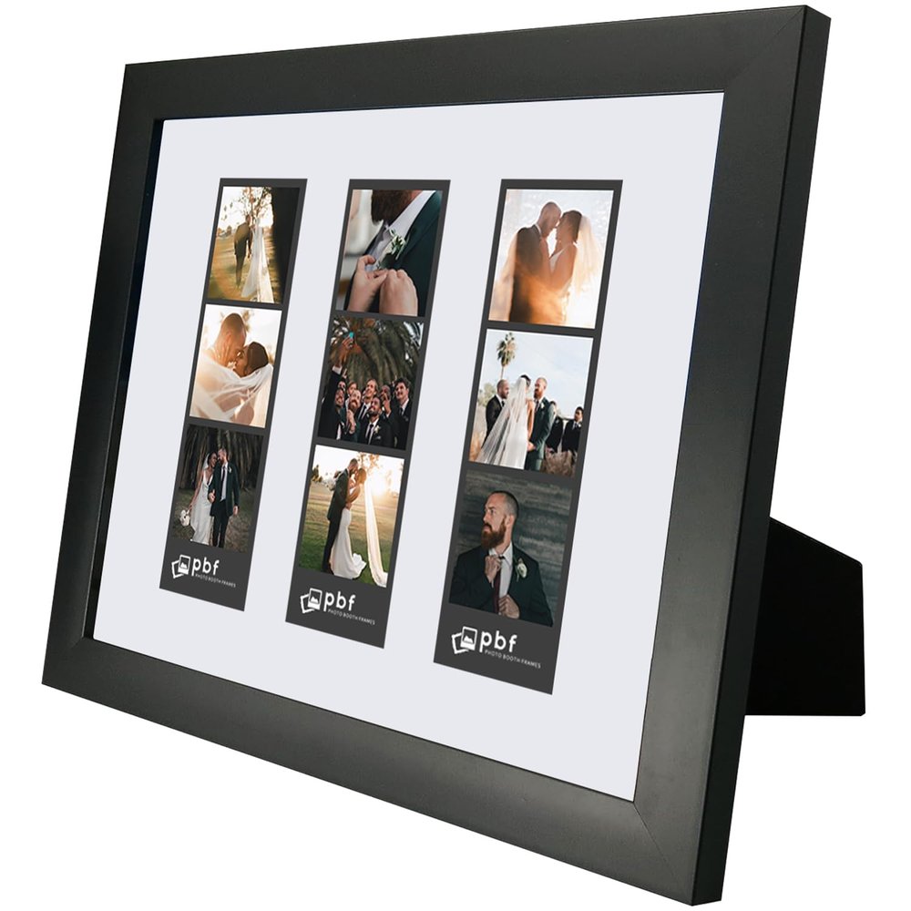 Photo Booth Frames -8 x 10 Photo Frame with Mat for Three Photo Booth Pictures Black 8x10 Photo Booth Frame 3 Pictures