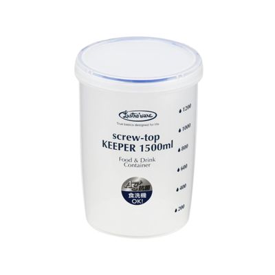 Lustroware Airtight Food Storage Container with Screw Top Lid, Measurement Marks, BPA-Free, Microwave & Dishwasher Safe Canister, Kitchen Pantry, Refrigerator Organizer (51 oz, 1,500ml)