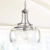 Franklin Iron Works Pendant Light Fixture - Charleston Brushed Nickel, Clear Glass, Farmhouse Pendant Light for Kitchen Islands, Living Rooms, Dining Rooms, and Bedrooms - 13 1/2" Wide, 16" High view 1
