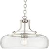 Franklin Iron Works Pendant Light Fixture - Charleston Brushed Nickel, Clear Glass, Farmhouse Pendant Light for Kitchen Islands, Living Rooms, Dining Rooms, and Bedrooms - 13 1/2" Wide, 16" High view 2