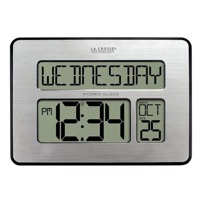 La Crosse Technology Atomic Wall/Table Clock, Metal, 7.5-inch H x 9.75-inch W x 1-inch D (513-1419) (513-1419-INT)
