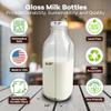 The Dairy Shoppe Heavy Glass Milk Bottles - Jugs with Extra Lids and a Silicone Pour Spout - Clear Milk Containers for Fridge - Reusable Glass Milk Jug Dispenser - Made in USA (33.8 oz, 2 Pack) view 2