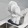 Joseph Joseph Y-Rack Dish Rack and Drain Board Set with Cutlery Organizer Drainer Drying Tray, Large, Gray view 2