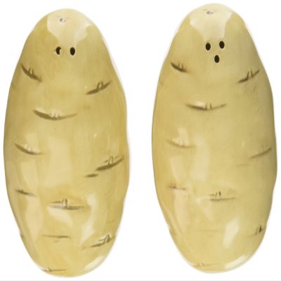 Cosmos Gifts Potato Salt and Pepper Set, Ceramic, 1-3/4-Inch