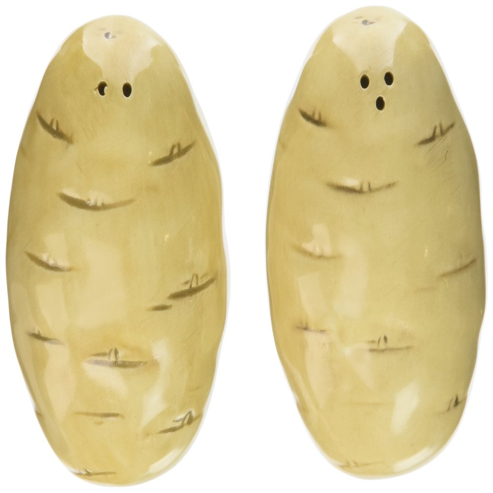 Cosmos Gifts Potato Salt and Pepper Set, Ceramic, 1-3/4-Inch